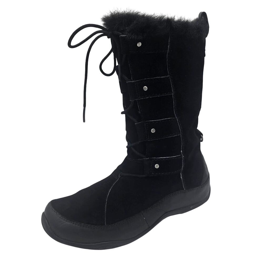 The North Face Winter Boots Black Suede Leather Insulated 200 Gram Women's 8